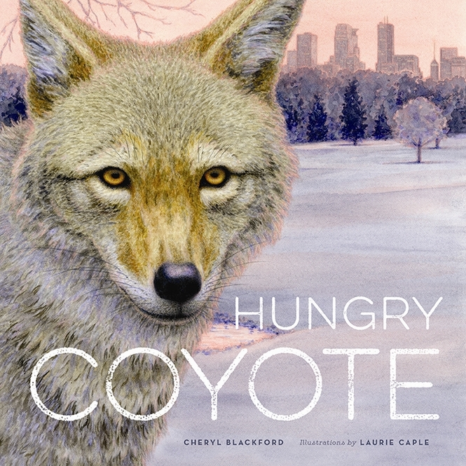 Painting of a coyote in a winter landscapePicture