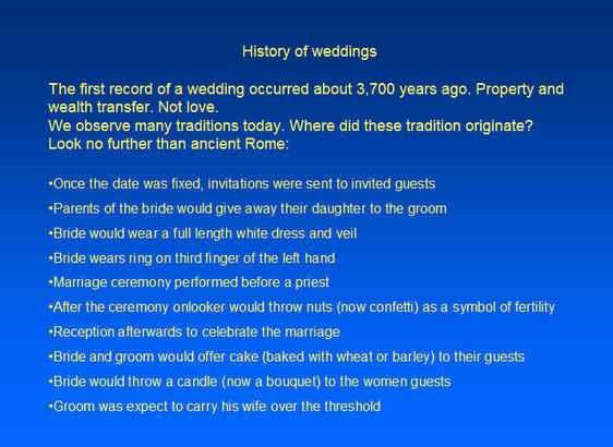 List of wedding traditions. 
