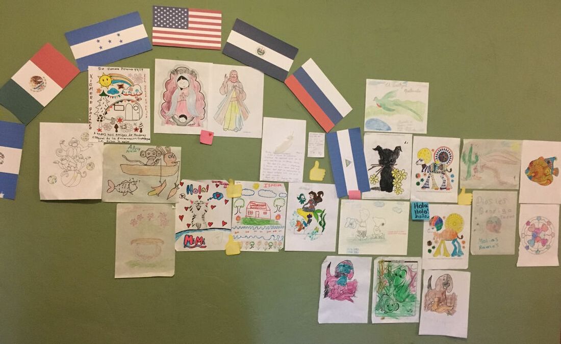 Drawings made by children who are asylum seekers. 